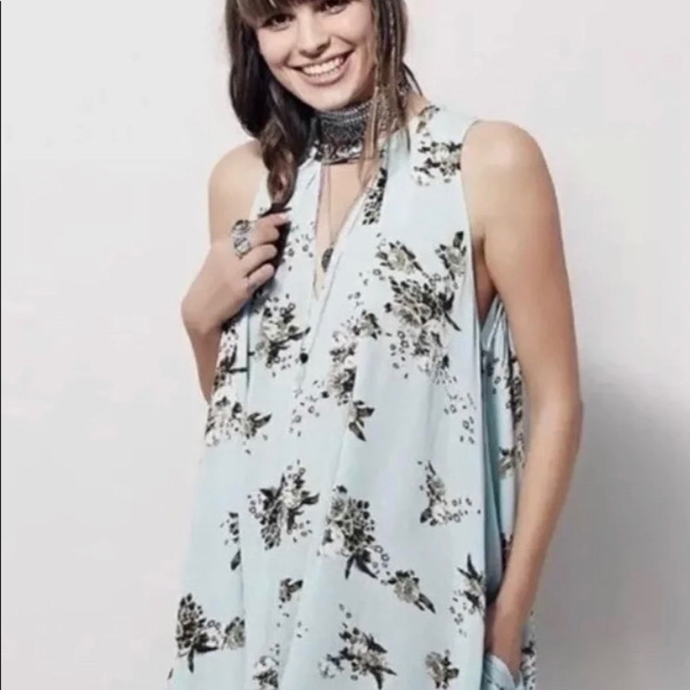 Free People mint floral tunic